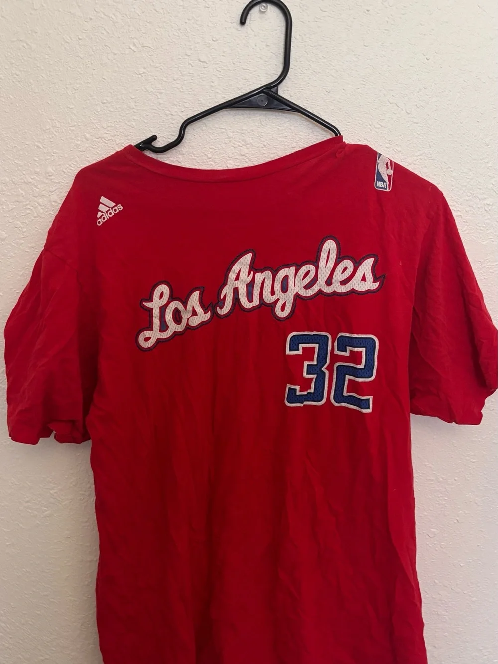 adidas Los Angeles Red Jersey Tee with Blue & White Accents